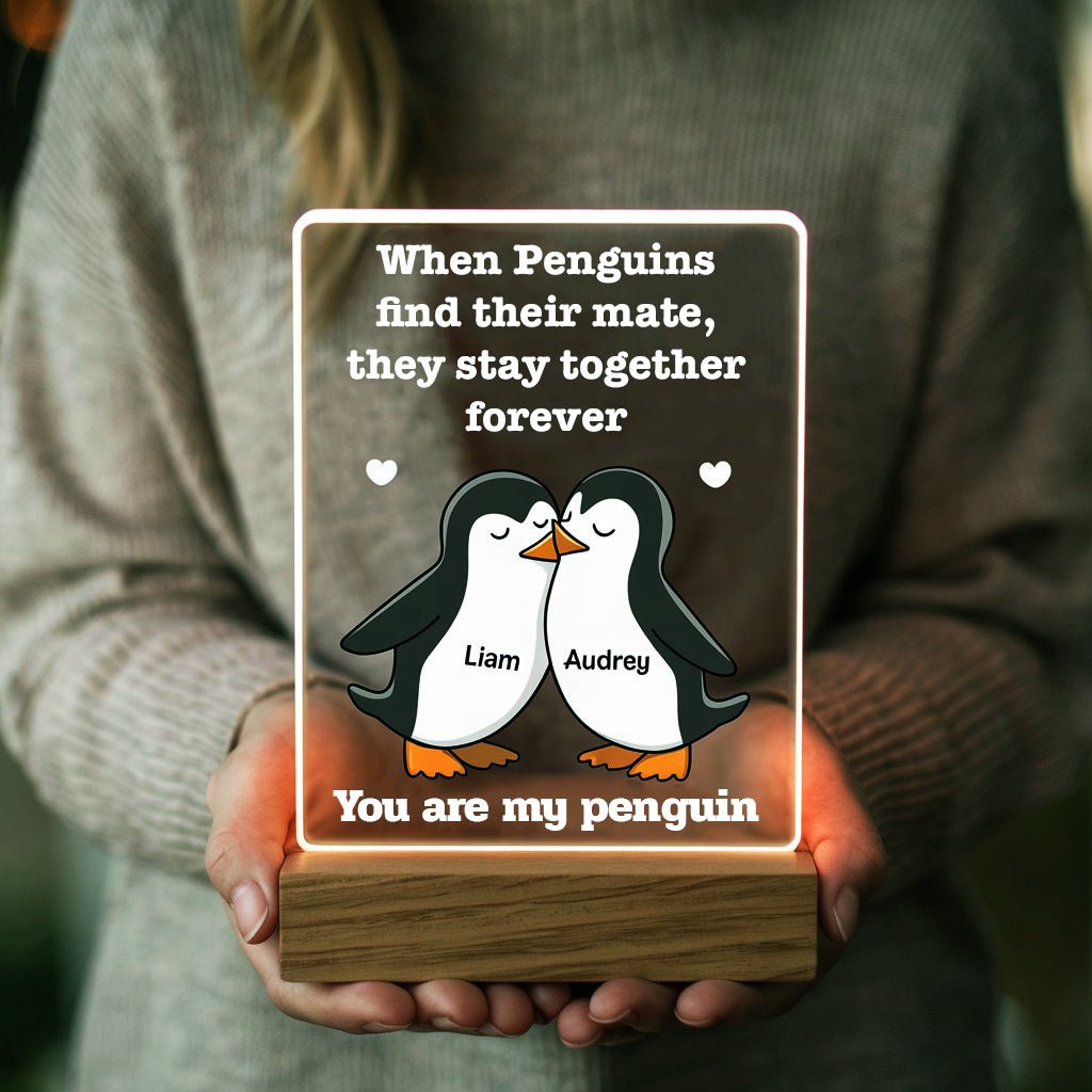Custom Penguin LED Acrylic Plaque - Valentine's Gift - CustomGrace