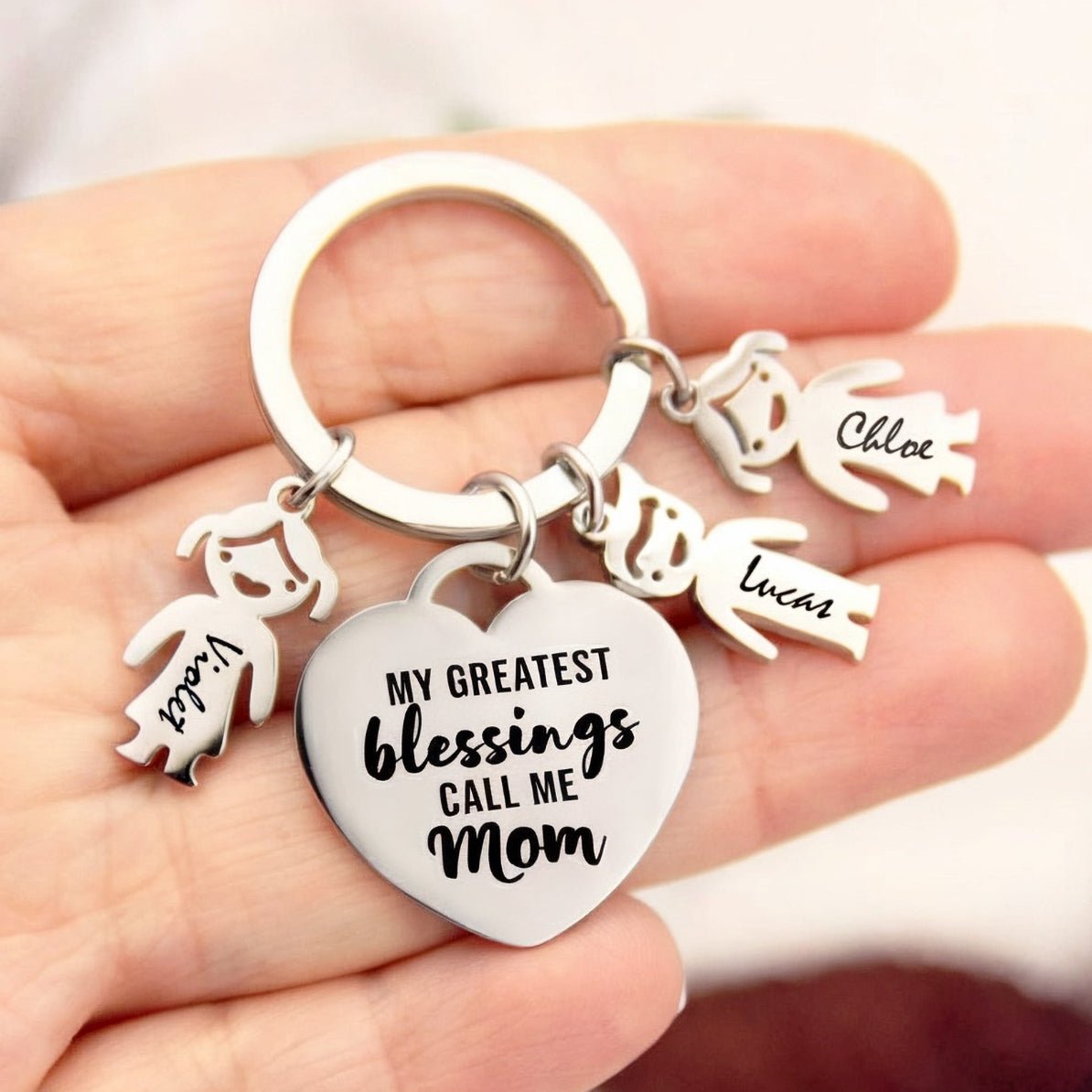 My Greatest Blessings - Custom Keychain Mother's Day Gift - CustomGrace
