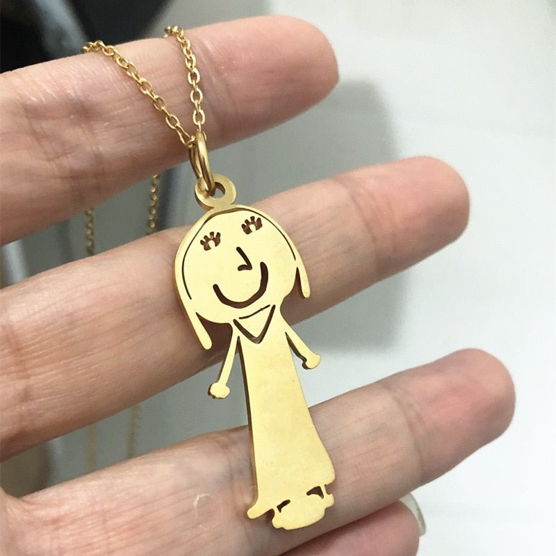 Personalized Child Art Drawing Necklace, Keychain - CustomGrace