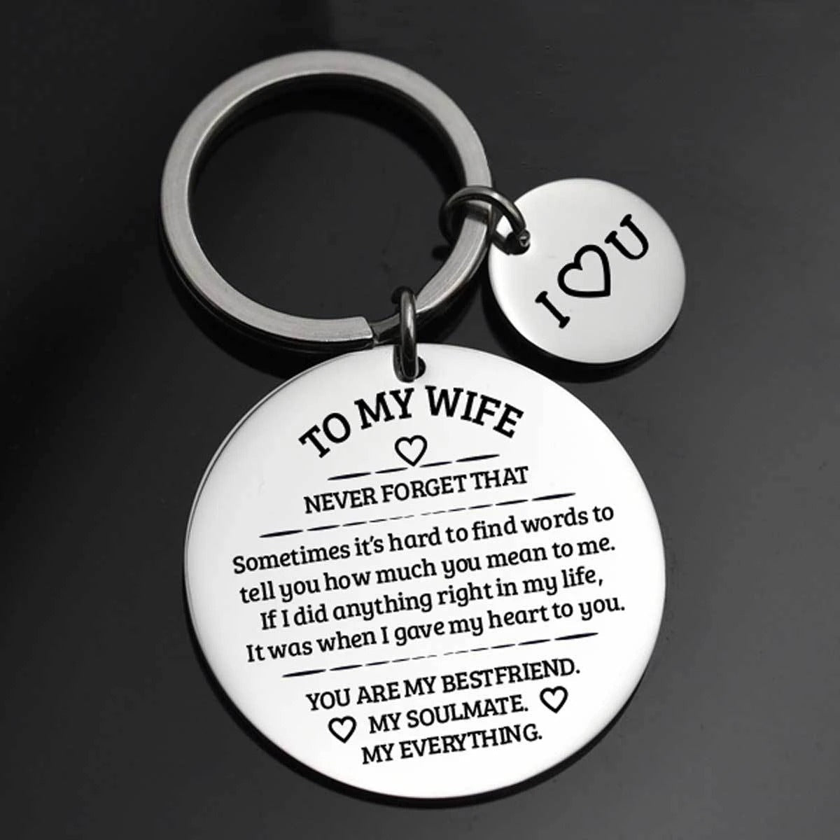 To My Wife Disc keychain | Stainless Steel - CustomGrace