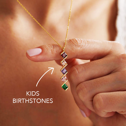 Personalized Family Birthstone Necklace - Mother's Day Gift