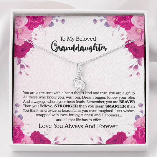 Christmas Gift For Granddaughter | ALLURING BEAUTY Necklace with Message card - Lovely Reminder