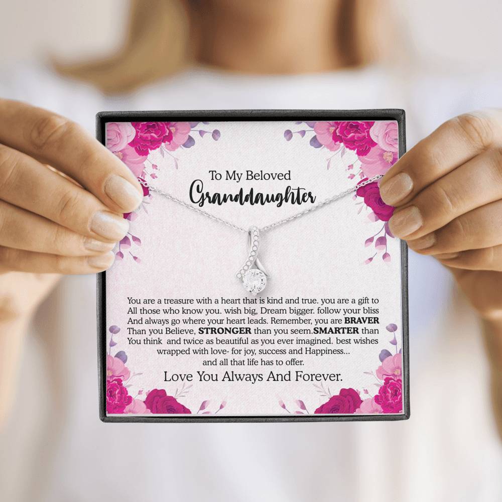 Christmas Gift For Granddaughter | ALLURING BEAUTY Necklace with Message card - Lovely Reminder