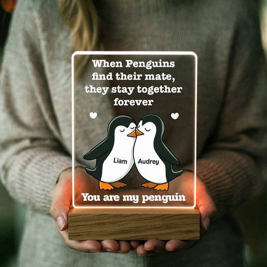 Custom Penguin LED Acrylic Plaque - Valentine's Gift - CustomGrace