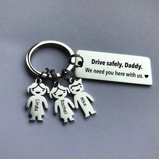 Drive Safely - Family Names Keychain | Father's day gift - Lovely Reminder