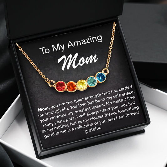 Personalized Family Birthstone Necklace & Message Card - Mother's Day Gift