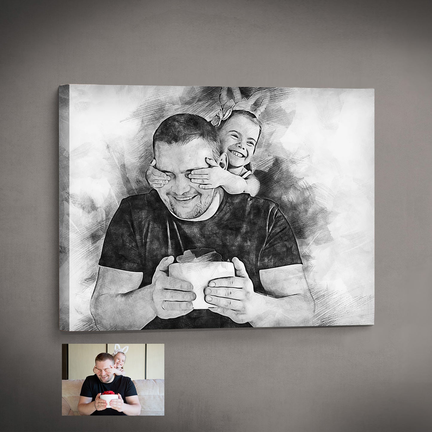 Personalized Pencil Sketch - Father's day gift