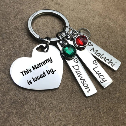 Personalized Kids Names Keychain with birthstone - CustomGrace