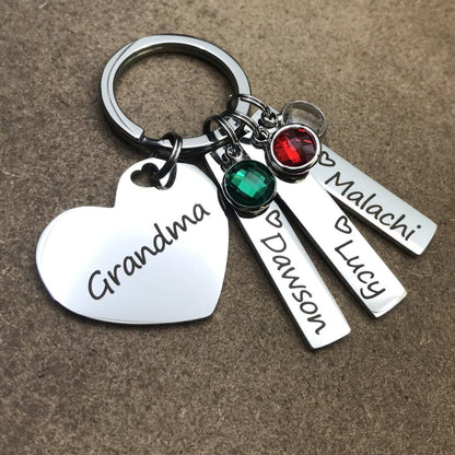 Personalized Kids Names Keychain with birthstone - CustomGrace