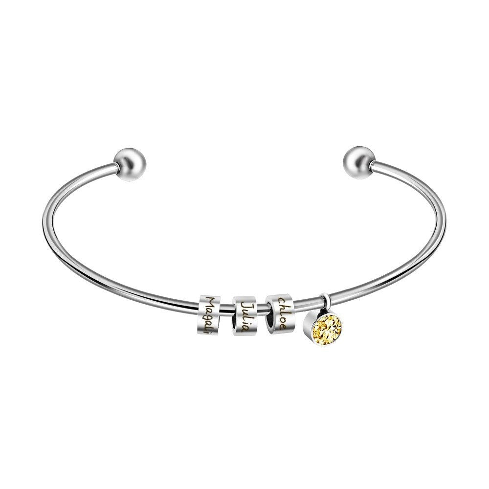 Personalized Stainless Steel Bracelet With Name Beads - CustomGrace