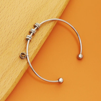 Personalized Stainless Steel Bracelet With Name Beads - CustomGrace